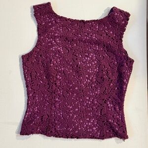 Versus Versace Purple Floral Lace Sleeveless Top IT 40 US 4-6